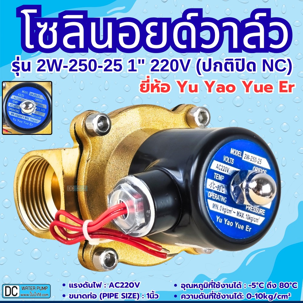 โซลินอยด์วาล์ว 220V (1นิ้ว) รุ่น 2W-250-25 (1") ยี่ห้อ Yu Yao Yue Er